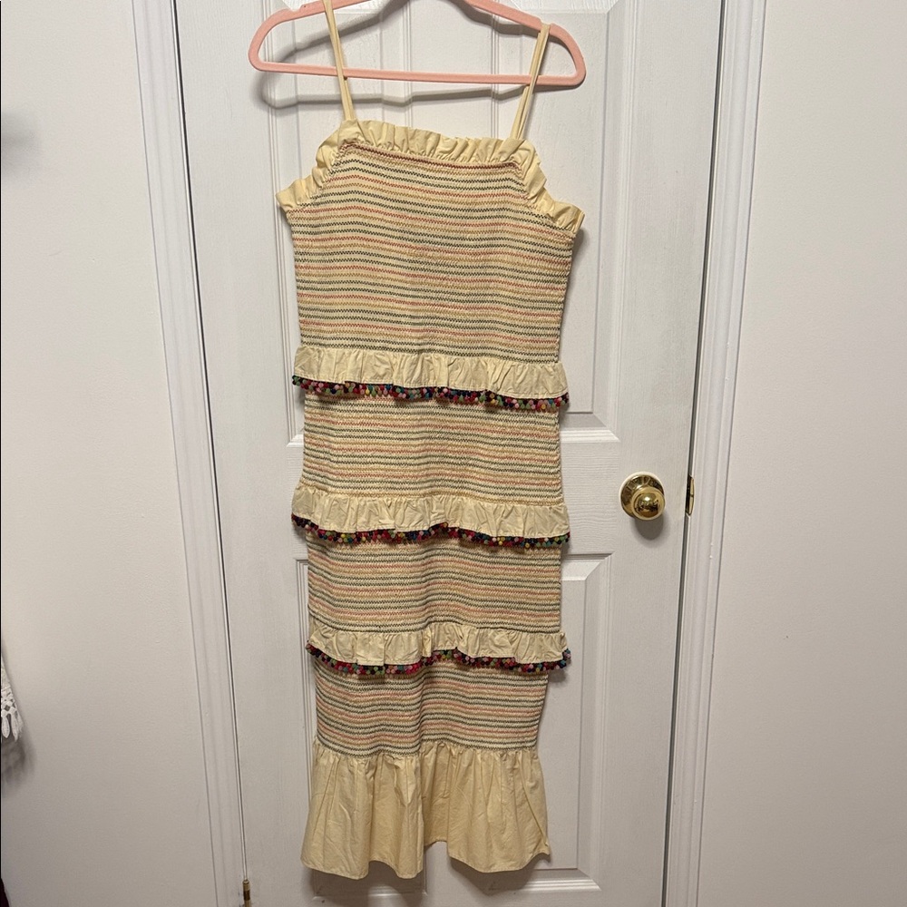 Striped Ruffle Midi Dress